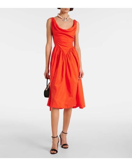 Vestido Midi Sunday De Algodon Y Seda Vivienne Westwood de color Red