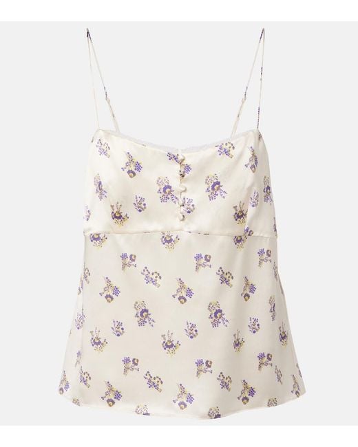 Dorothee Schumacher White Shiny Daydream Floral Silk Satin Camisole
