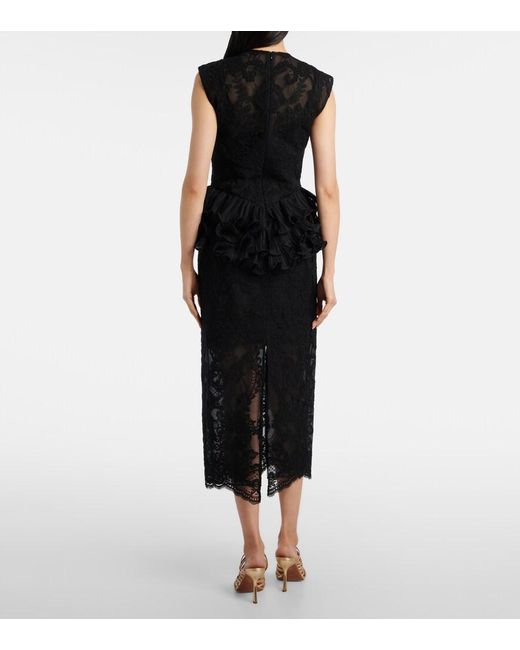 Zimmermann Black Crush Ruffled Lace Midi Dress