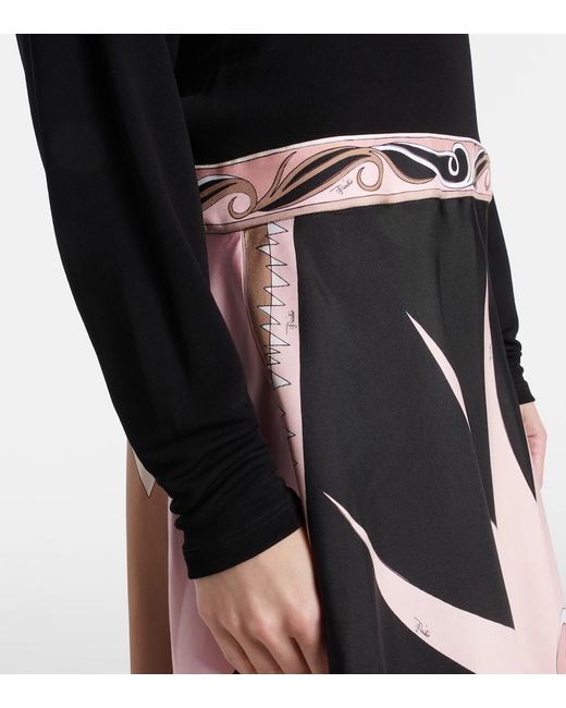 Emilio Pucci Black Stella Knitted Silk-Blend Midi Dress