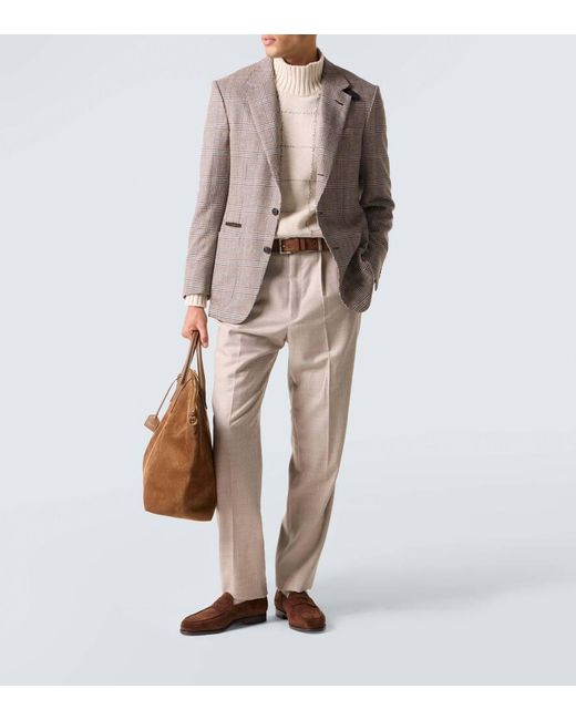 John Lobb Brown Lopez Suede Penny Loafers for men