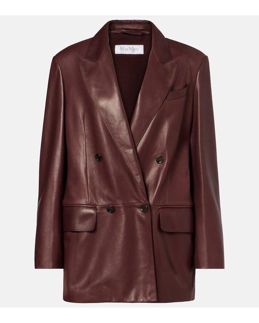 Max Mara Brown Duse Leather Jacket