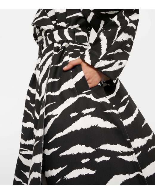 Alaïa Black Zebra-print Denim Trench Coat
