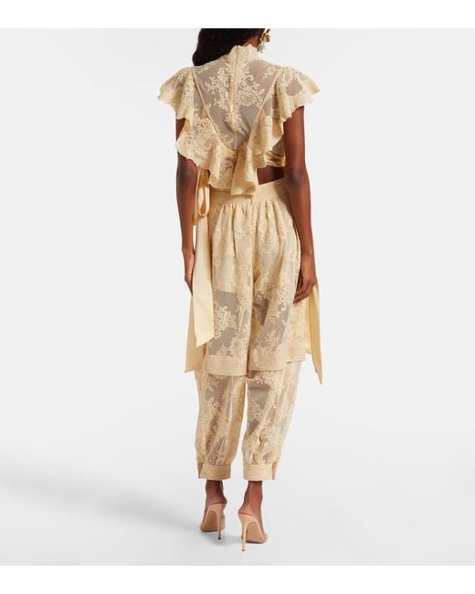 Zimmermann Natural Hypnotic Ruffled Lace Top