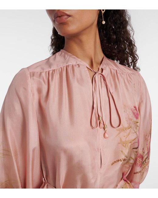 Zimmermann Pink Silk Cascadian Tunic Top