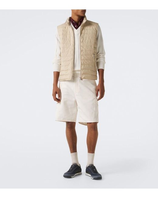 Brunello Cucinelli Blue Leather-Trimmed Sneakers for men