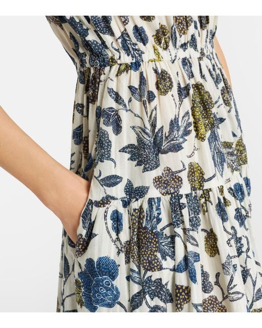 Ulla Johnson White Kairi Gathered Cotton-Blend Midi Dress