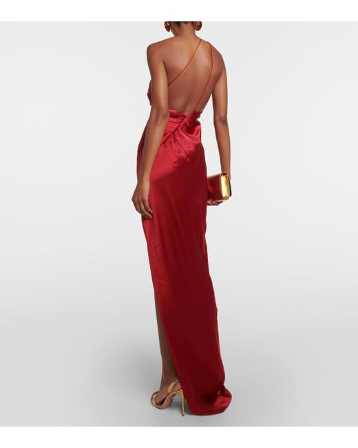 The Sei Red One-shoulder Silk Charmeuse Gown
