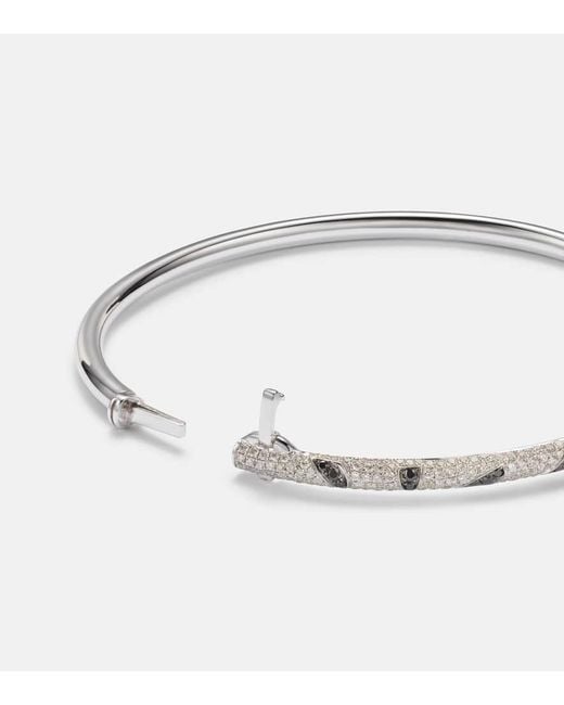 Pulsera Jonc Zebre De Oro Blanco De 9 Ct Con Diamantes Yvonne Léon de color Metallic