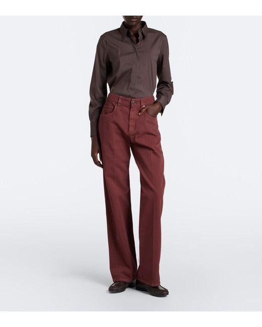 Brunello Cucinelli Red Monili Mid-Rise Straight Jeans