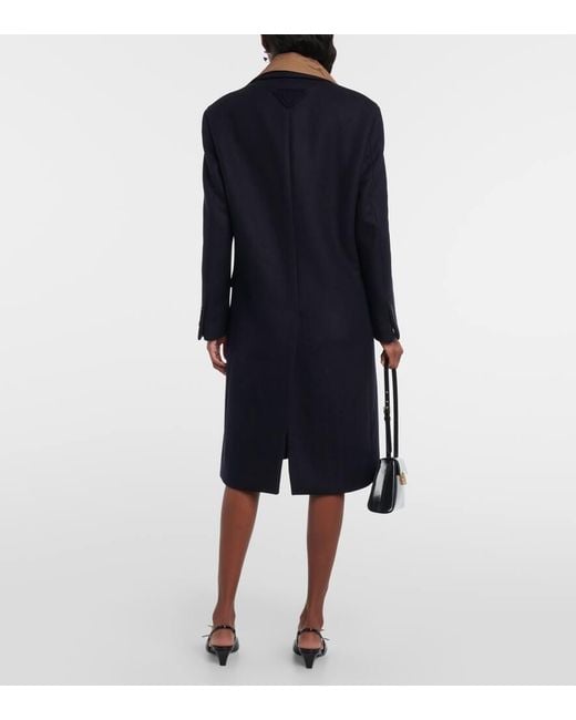 Prada Blue Mantel Aus Wolle Und Kaschmir
