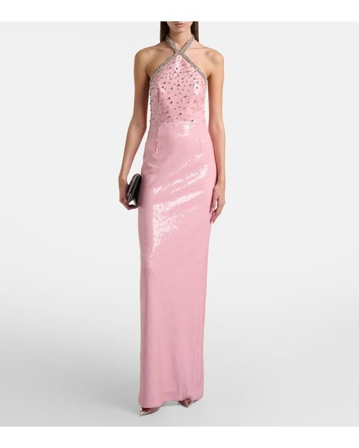 Rebecca Vallance Pink Verzierte Robe Lydia