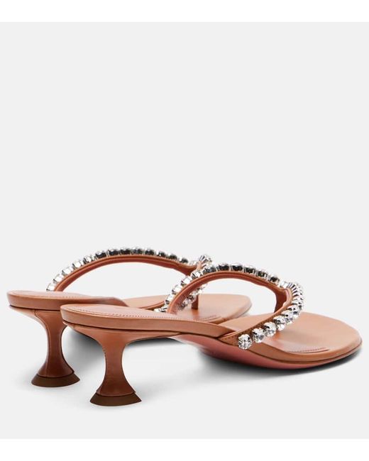 AMINA MUADDI Pink Sandalen Gigi 45 Aus Leder Mit Kristallen