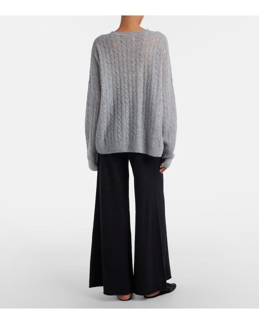 Lisa Yang Blue Ainsley Cotton And Cashmere Wide-Leg Pants