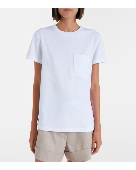 Max Mara White Monogram Cotton Jersey T-Shirt