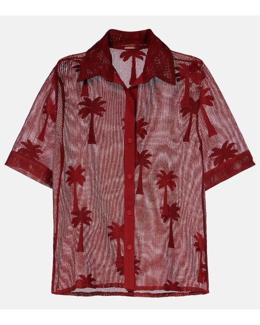 Johanna Ortiz Embroidered Cotton-Blend Mesh Shirt