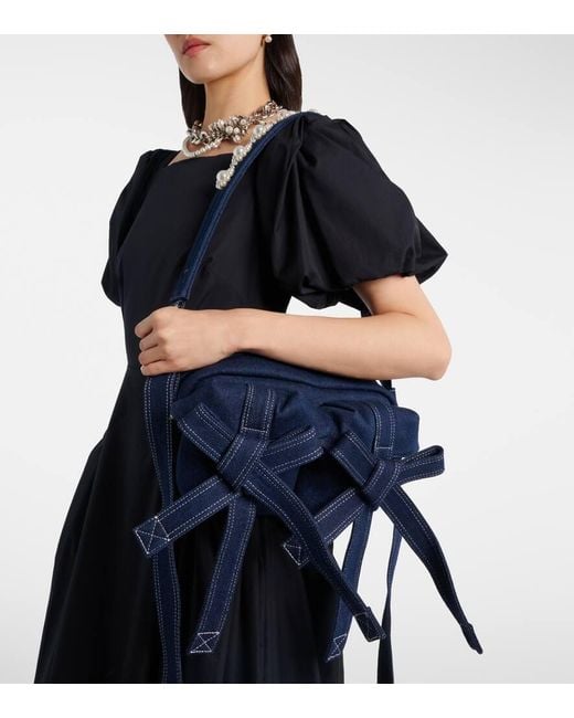 Simone Rocha Blue Verzierte Schultertasche Aus Denim