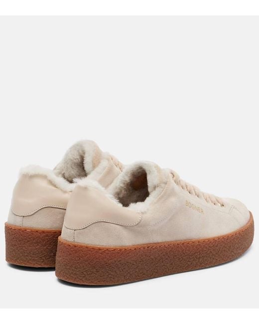 Bogner Natural Lucerne Shearling-Lined Suede Sneakers