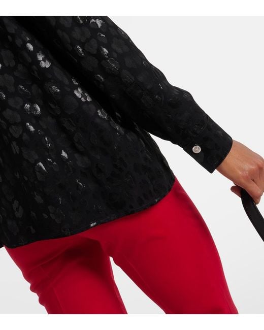 Versace Black Jacquard Satin Blouse