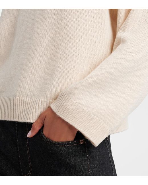 Brunello Cucinelli White Monili Cashmere Turtleneck Sweater
