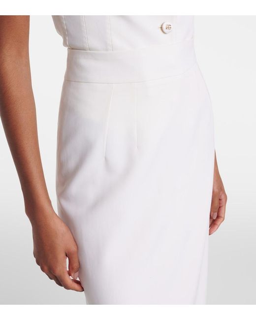 Dolce & Gabbana White Wool-Blend Pencil Skirt