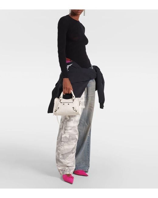 Balenciaga White Le City Mini Leather Shoulder Bag