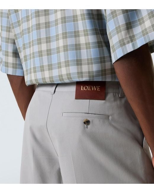 Loewe Shorts Anagram Aus Baumwoll-Twill in Gray für Herren