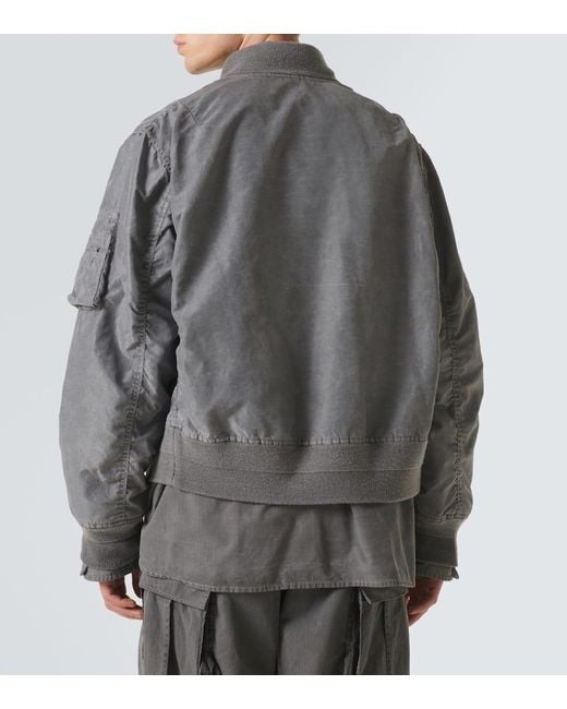Sacai Gray Ripstop-Trimmed Twill Bomber Jacket for men