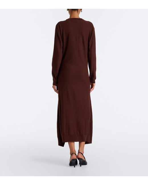 Lemaire Purple Deconstructed Wool-Blend Midi Dress