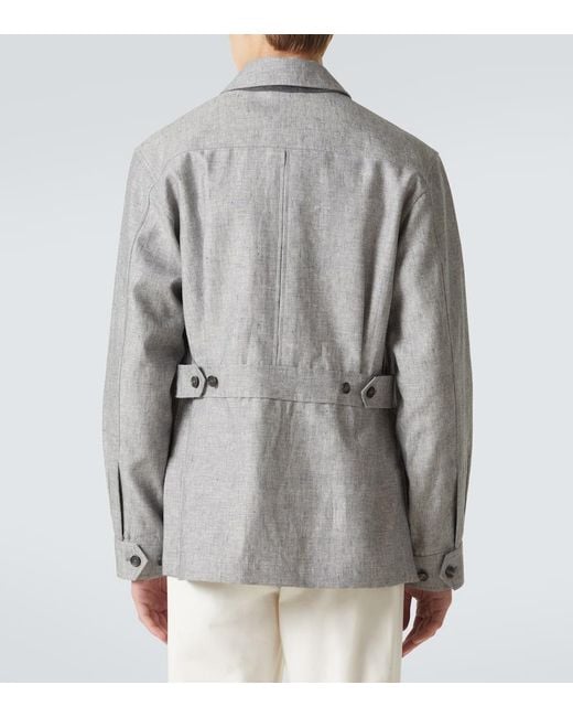 Dunhill Gray Linen Field Jacket for men