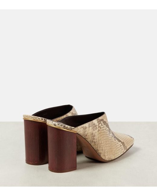 Chloé Natural Ambre Snake-Effect Leather Mules