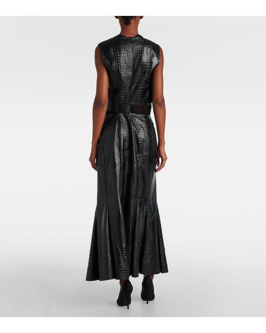 Junya Watanabe Black Snake-Effect Midi Dress