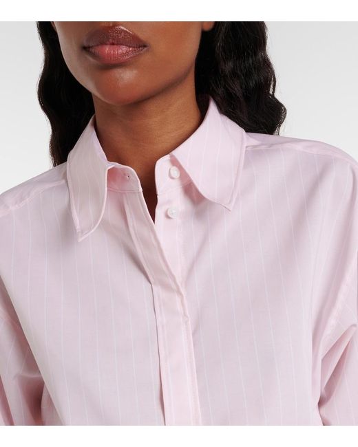 Dorothee Schumacher Pink Striped Power Floral-Applique Cotton-Blend Shirt