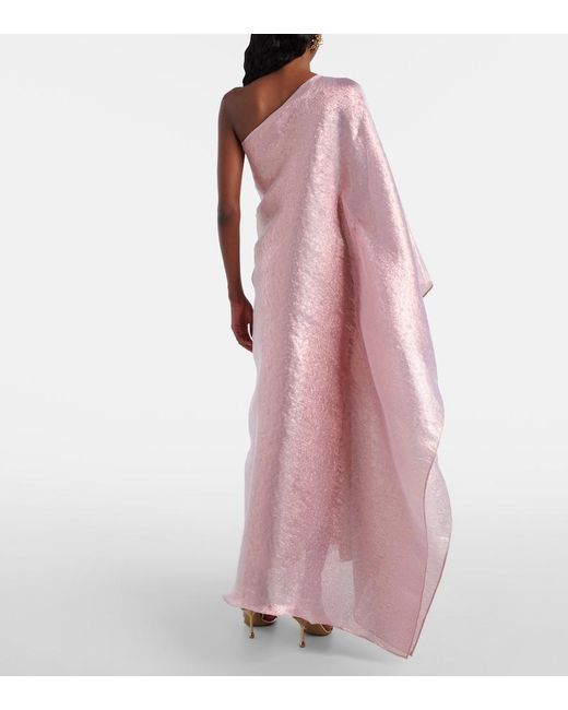 Taller Marmo Pink Betsy One-Shoulder Fil Coupe Gown