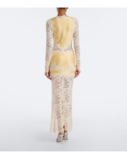 Rabanne White Lace And Satin Maxi Dress