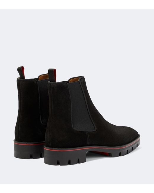 Christian Louboutin Black Alpinosol Suede Chelsea Boots for men