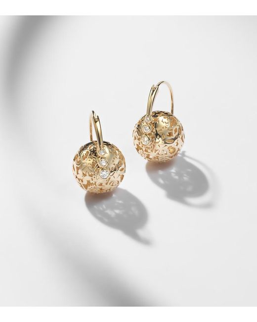 Sydney Evan Metallic Icon Wallpaper Bead 14Kt Earrings With Diamonds