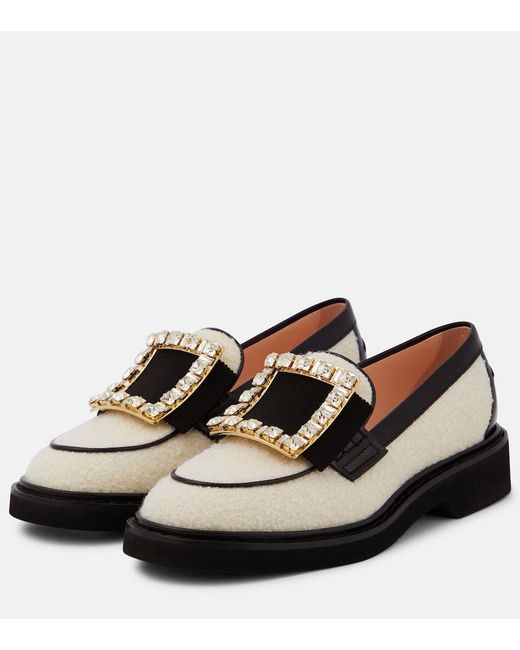 Roger Vivier Black Viv' Rangers Wool Boucle Loafers