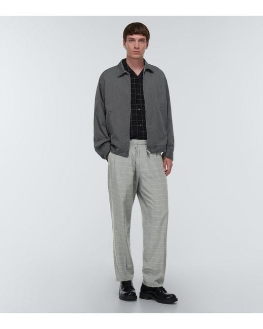 Undercover Gray Checked Silk-Blend Pants for men
