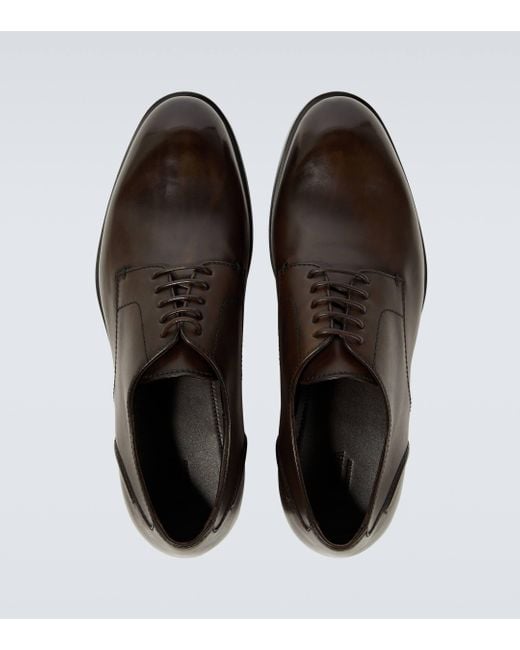 Zegna Brown Siena Flex Leather Derby Shoes for men