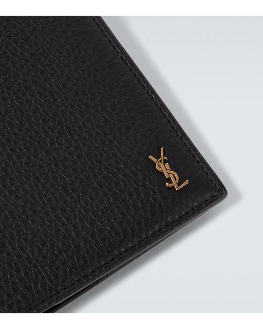 Saint Laurent Black Cassandre Leather Card Holder for men