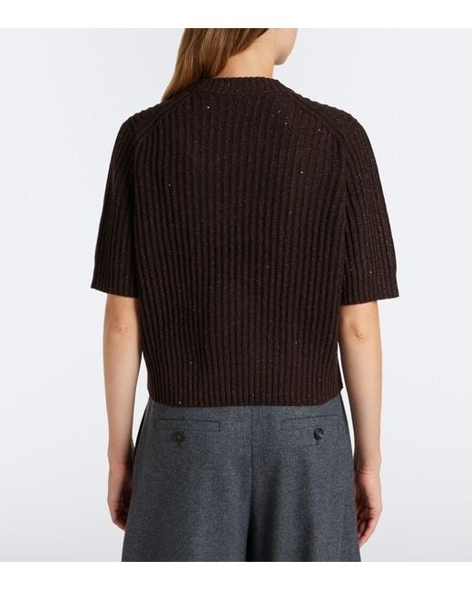 Brunello Cucinelli Black Ribbed-Knit Cashmere And Wool-Blend Sweater