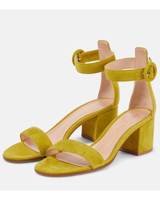 Gianvito Rossi Yellow Versilia 60 Suede Sandals