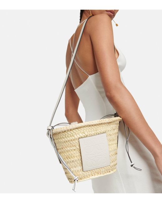 Loewe White Paula's Ibiza Anagram Woven Shoulder Bag