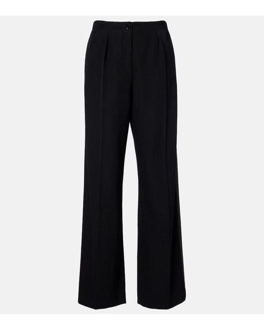 The Row Blue Felicita Wool Twill Wide-Leg Pants