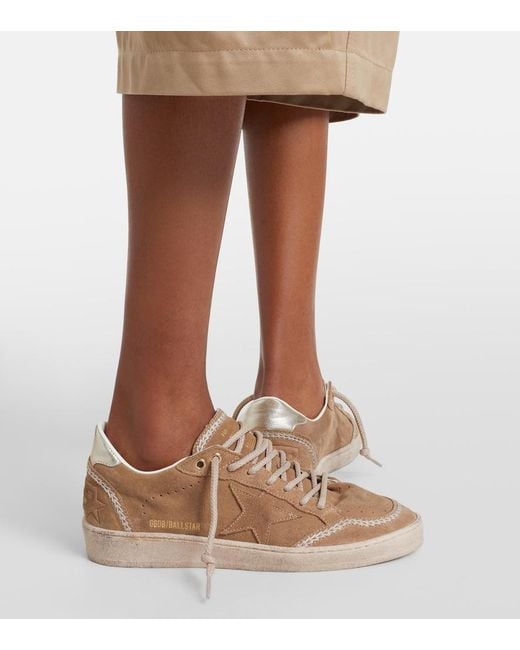Golden Goose Deluxe Brand Natural Ball Star Embroidered Suede Sneakers