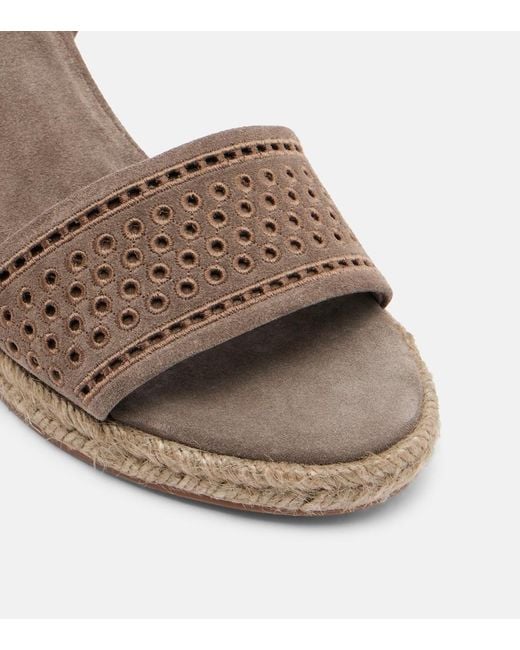 Brunello Cucinelli Brown Suede Espadrille Wedges