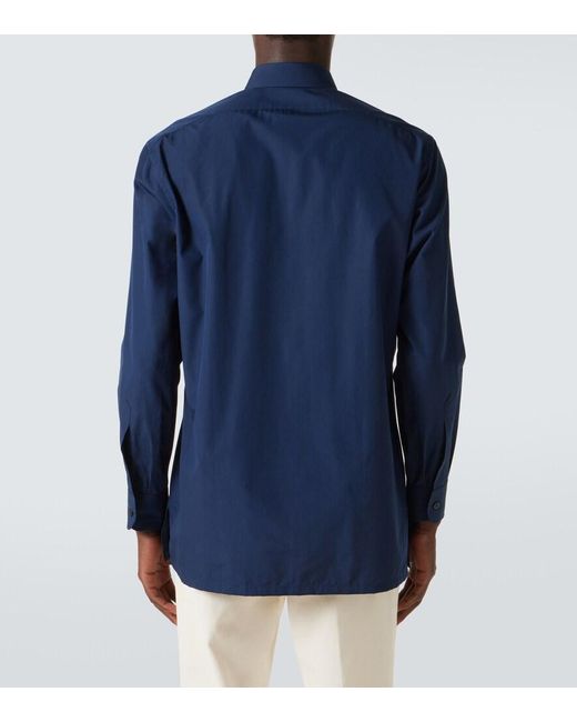 Charvet Blue Cotton Poplin Shirt for men