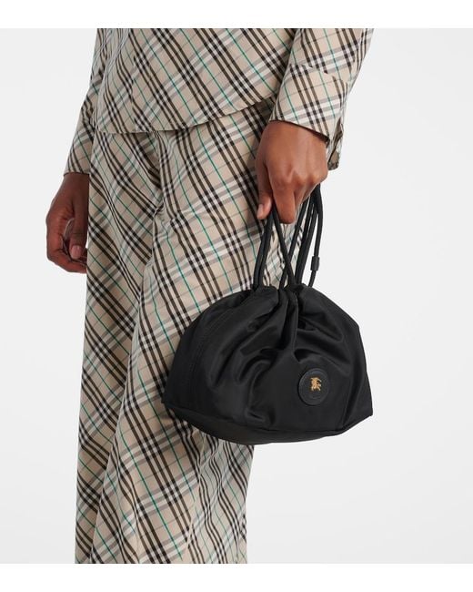 Burberry Black Reversible Leather-Trimmed Pouch