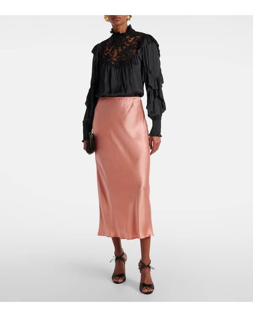 Jupe Midi Ardith En Satin De Soie Rixo en coloris Pink